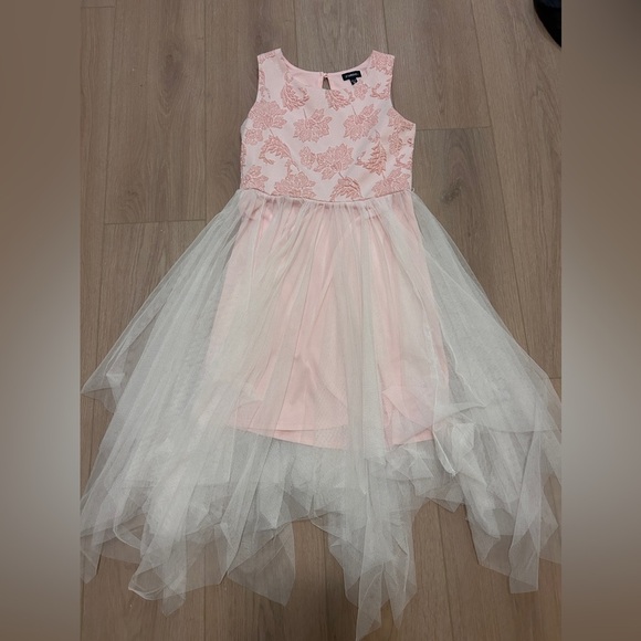 Girls Flower girl wedding guest size 10-12 Pink Tulle Dress - Picture 1 of 5